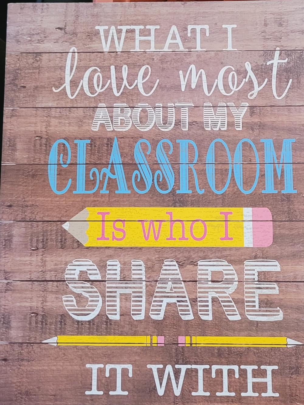 Classroom Sign Wall Art - Pink & Yellow Pencil Design